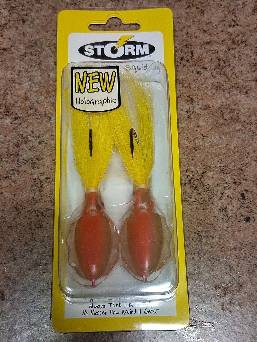Storm Yellow-Headed Squid Jigs with Orange Bodies